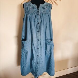 Embroidered Denim Sleeveless Dress